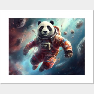 Cosmic Serenity: Panda Astronaut in the Vastness of Space Posters and Art